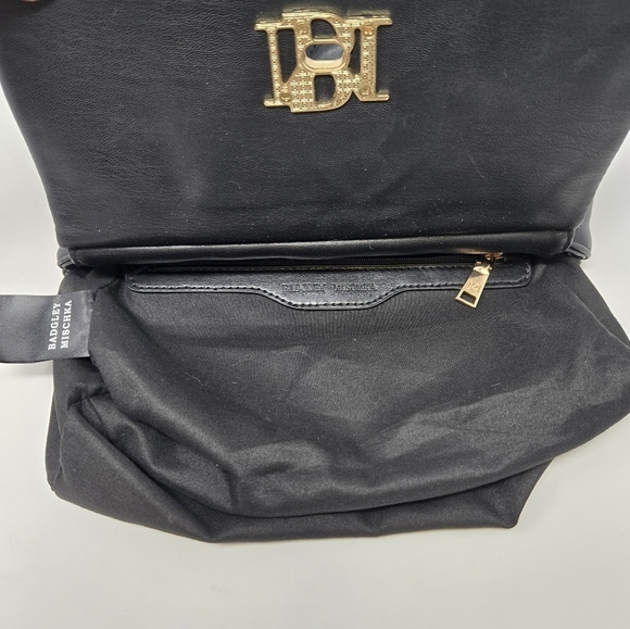 BADGLEY MISCHKA BLACK QUILTED TOP HANDLE PURSE NWOT BLACK WALLET FAUX LEATHER - Picture 14 of 16